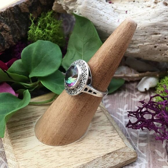 Rainbow Topaz Solid Sterling Silver Ring Size 6 - Picture 7 of 10